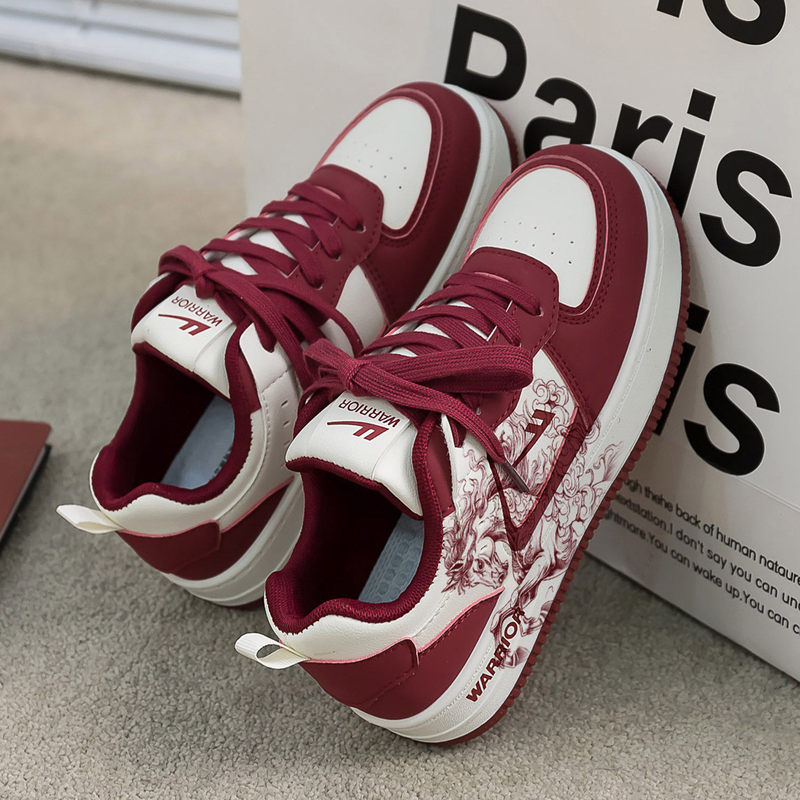 Authentic Warrior Brand Year of the Horse Limited Edition Burgundy Air Force Sneakers for Men and Women, Printed Casual Trendy Shoes, Shoes for the Year of Birth, Comfortable and Not Tiring for the Feet
