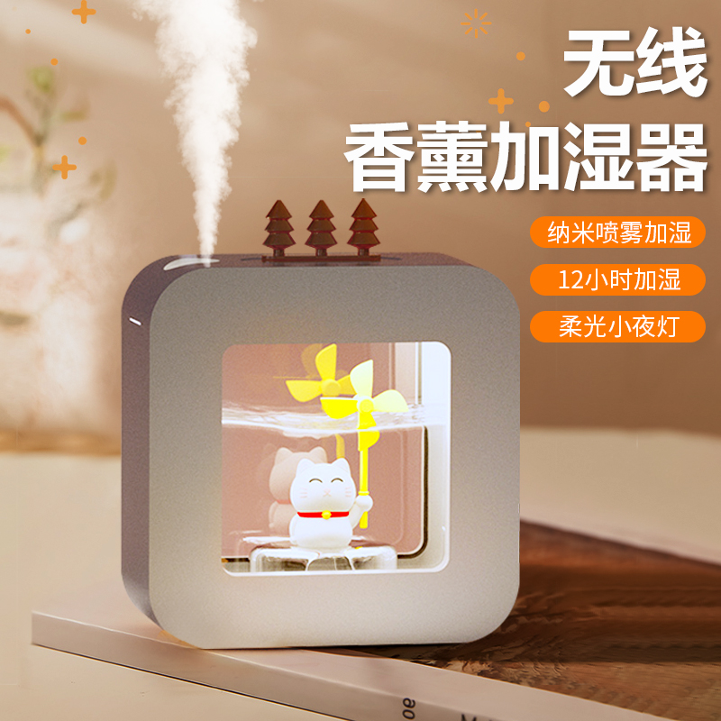 Mini Usb Humidifier Small Air Hostel Student Office Desktop Spray Charging Wireless Portable Girl Birthday Valentine's Day Gift Night Light Bedroom Creative Cute Cute