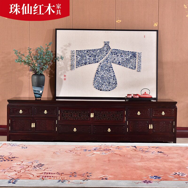 Lao Great Red Acid Branches TV Cabinet Living Room Red Wood Furniture Chinese Style Cabinet Light Extravagant and Toe Yellow Sandalwood Short Cabinet High
