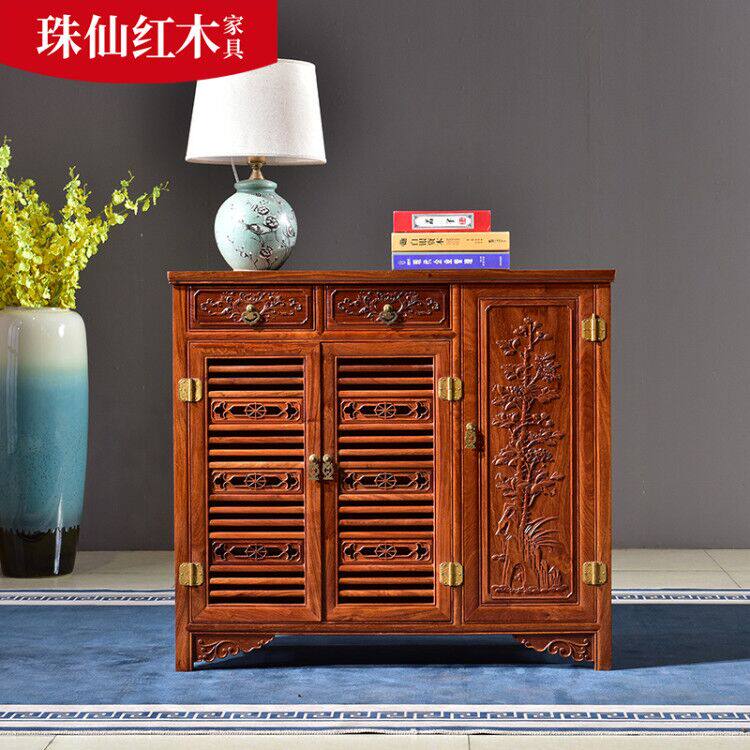 Burmese rosewood shoe cabinet home door large-capacity Chinese carved mahogany furniture large fruit red sandalwood entrance hall cabinet