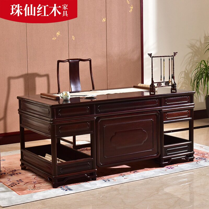 Laos big red acid branch office desk and chair combination Chinese mahogany furniture cochin rosewood desk home computer desk