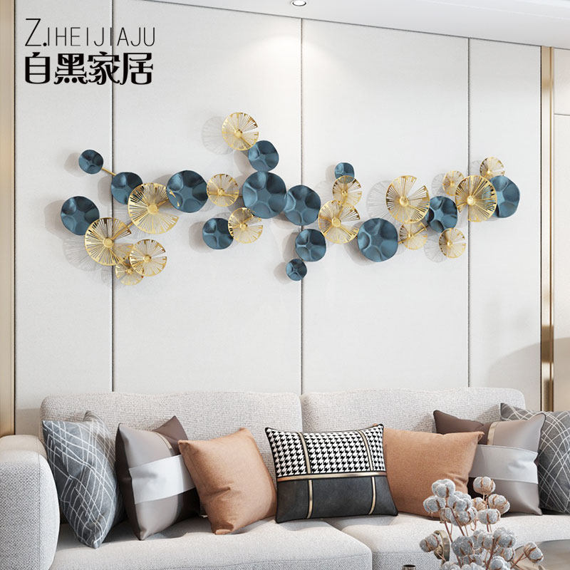 Living room sofa wall decoration wrought iron lotus leaf wall decoration dining room wall hanging background wall creative Nordic wall decoration pendant