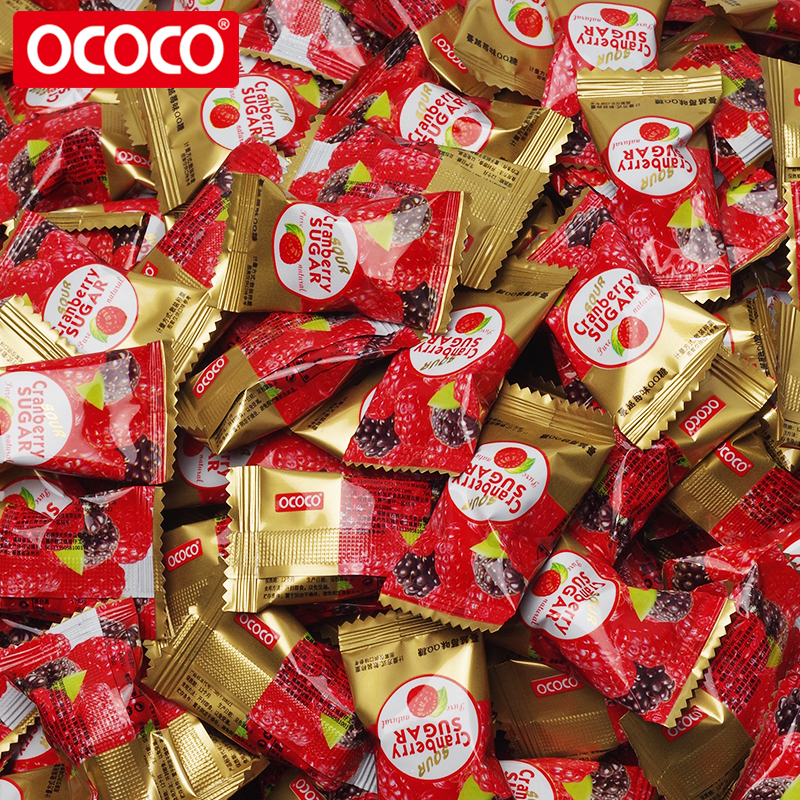 ococo Cranberry Soft Sugar Mesh Red Confectionery Water Fruity Qq Rubber Sugar Bulk Small Packaging Knot Wedding Celebration