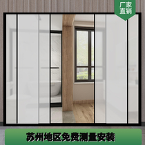 Custom narrow side three linkage sliding door Kitchen balcony living room partition sliding door Single layer tempered glass sliding door