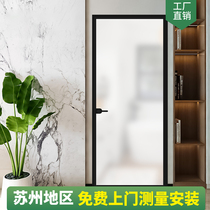 Custom narrow side swing door Balcony door Bathroom kitchen Titanium alloy glass sliding door Toilet partition door custom