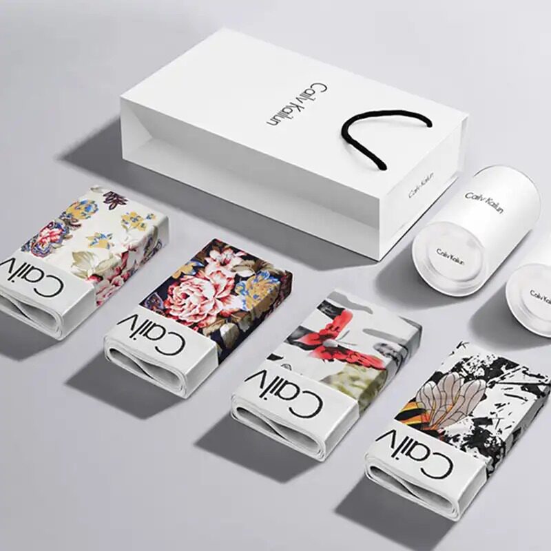 CailvKailun briefs high-end men's ice silk print trendy briefs breathable not stuffy and not tight 4 bar mitts