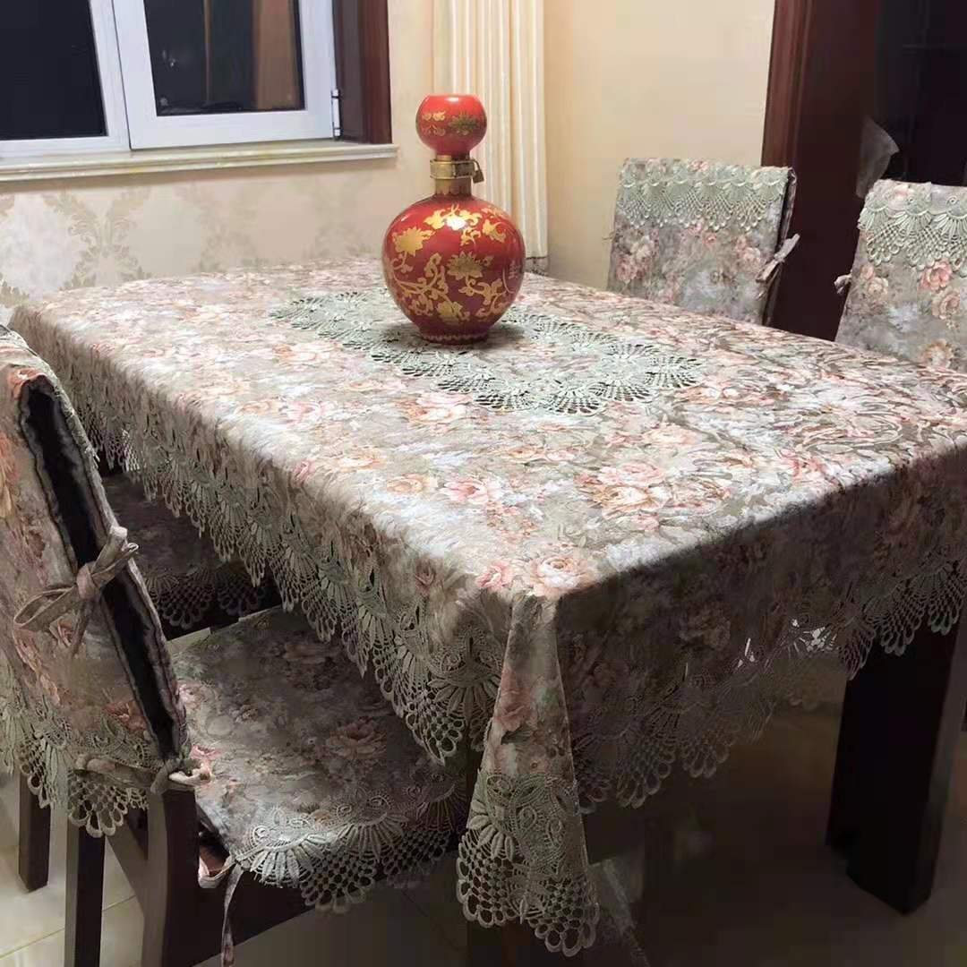 Table cloth fabric lace hollow coffee table cover cloth fresh table mat rectangle modern minimalist chair cushion back cover