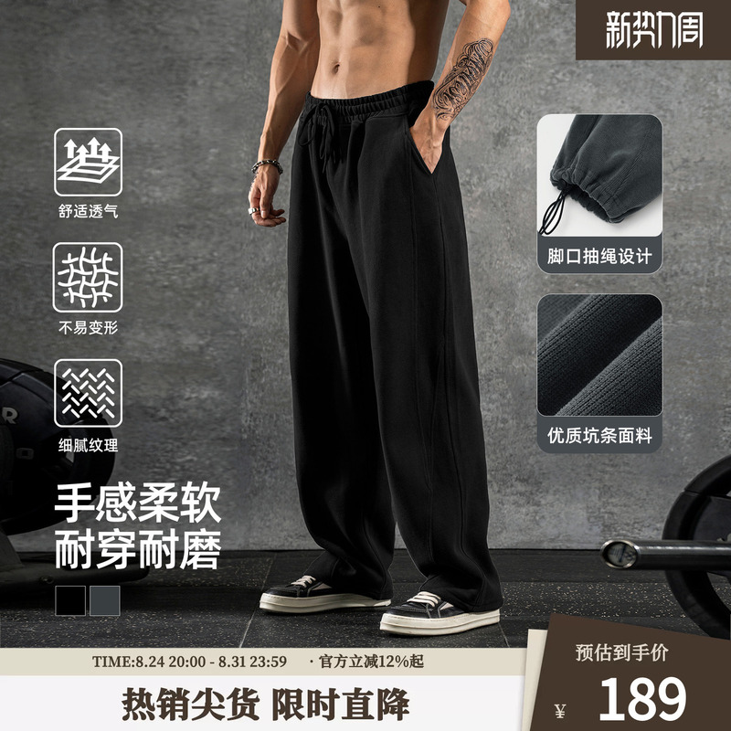Lujia Men's Spring and Autumn Straight-Leg Casual Loose Large Size Men's Sports Fitness Long Pants New American Style