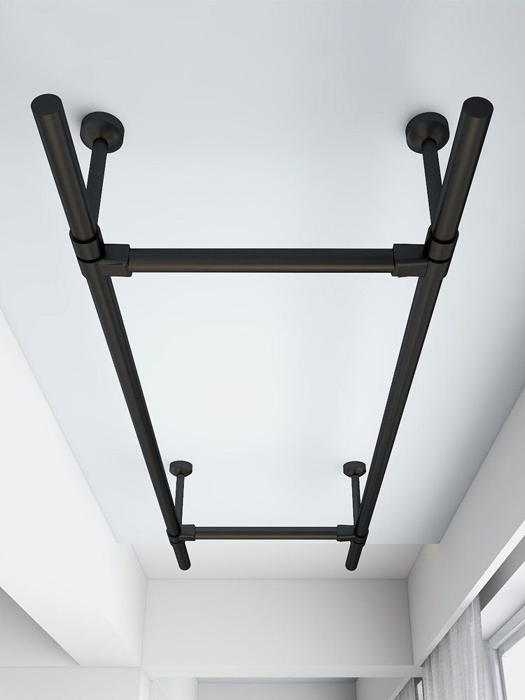 Balcony stationary clotheshorse stainless steel top fit clotheshorse quadrilateral black and white green double pole shaped clothes hanger-Taobao