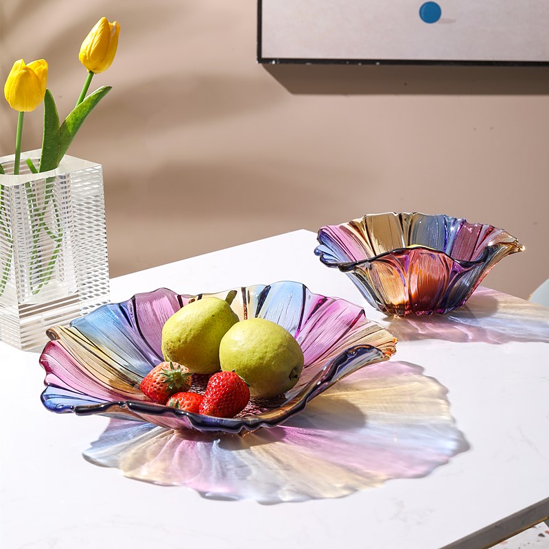 Creative Flower Shaped Fruit Tray Living Room Home Nordic Style Light Lavish Style Modern Net Red Big crystal glass fruit basket