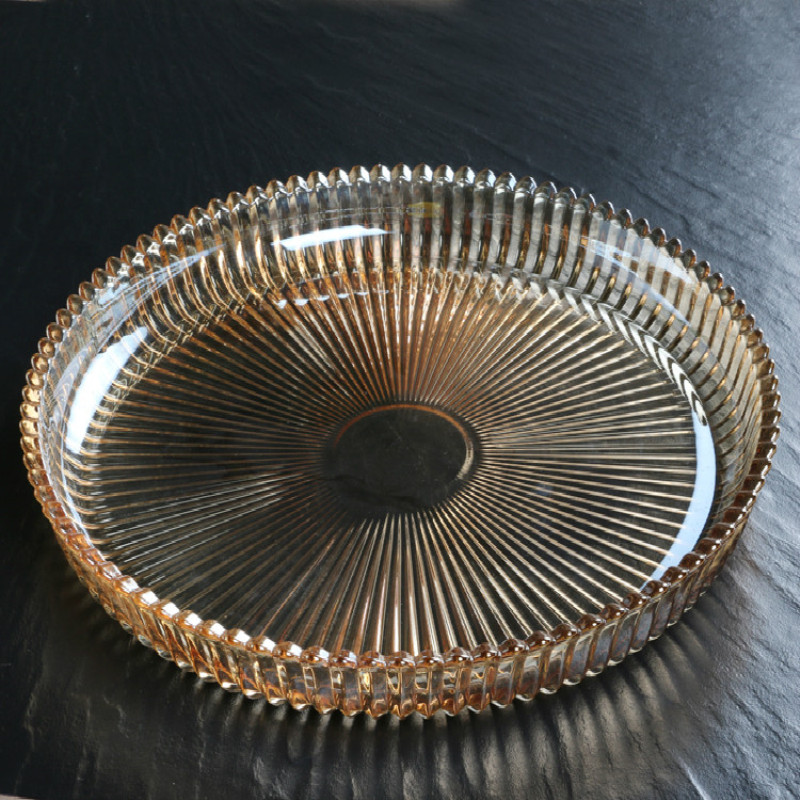 Nordic Light Lavish Crystal Clear Glass Fruit Pan Large Living Room Fashion KTV Fruit Pan Snack Tray Tea Cup