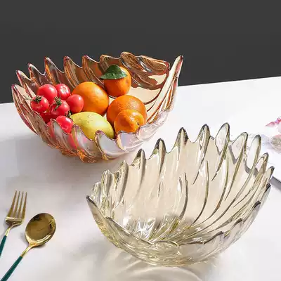 Net celebrity fruit plate feather leaf simple Nordic candy plate household living room coffee table creative light luxury fruit basin snack plate
