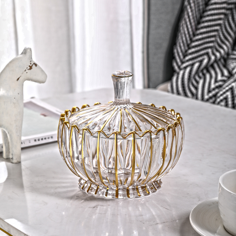 Nordic Light Lavish Feng Shui Crystal Glass Sugar Jars Living Room Creative Modern Few Cabinets Decoration Upscale Sketch Gold With Lid Candy Box
