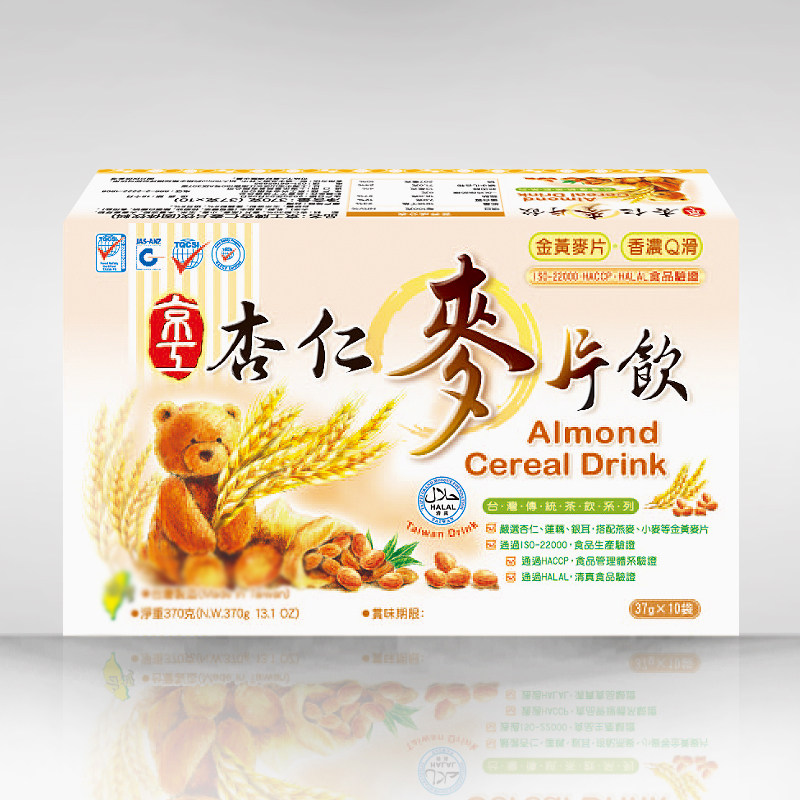 Taiwan Jinggong almond oatmeal drink 10 bags * 37g cereal oatmeal ready-to-eat breakfast brewed drink 370g