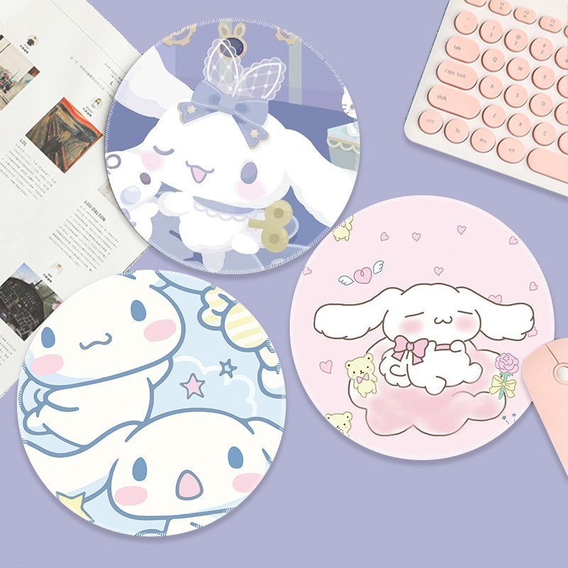 Yugui Dog Series Mouse Pad Round Small Sanrio Surrounding Cute Cartoon Anime Female Fresh Ins Wind Custom Seam Wristband Office Home Dirty Washing Thickened Computer Desk Pad