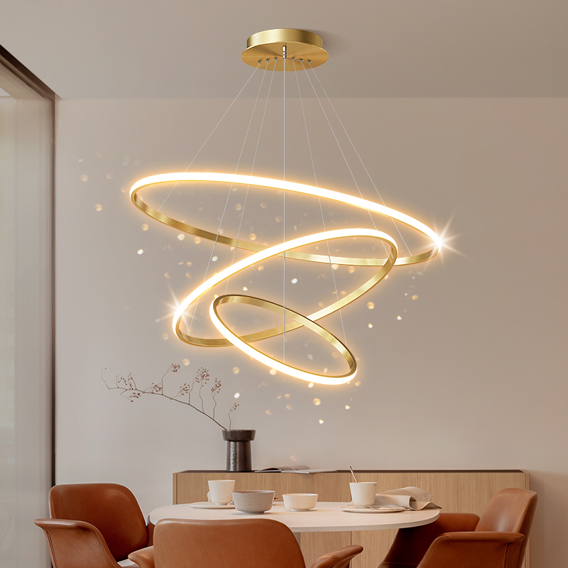 Nordic Dining Room Triple Head Dining Chandelier Atmospheric Star Ring Iron Art Luminaire Minimalist Creative Round Personality Home Table Light