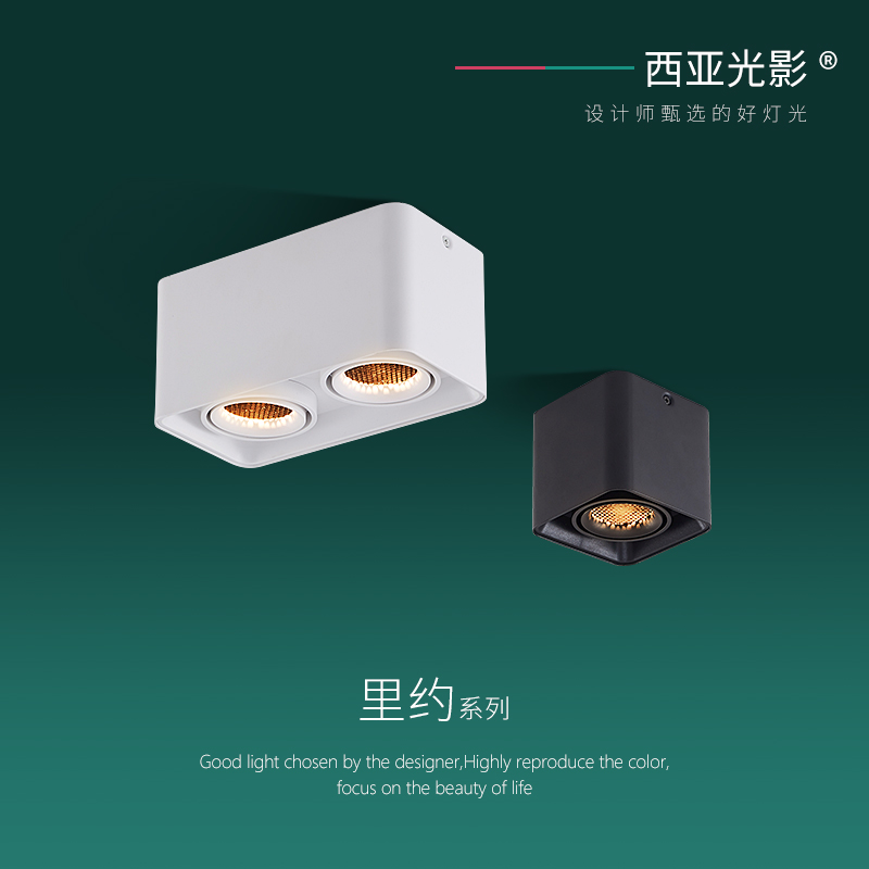 Western Asia Photomovie Square LED Bright light Spotlight Single Head Ceiling Lamp Double head cylinder light suction ceiling lamp bucket liner lamp free bore