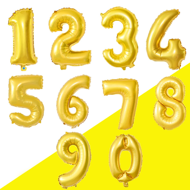 Aluminum foil golden number 16 inch aluminum film balloon trumpet 0-9 birthday party one-year-old wedding wedding wedding decoration