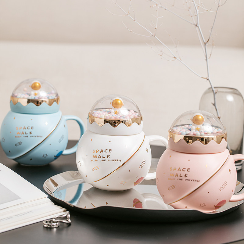 High-value cup mug with lid couple water cup home girl cute ceramic cup office drinking water boy