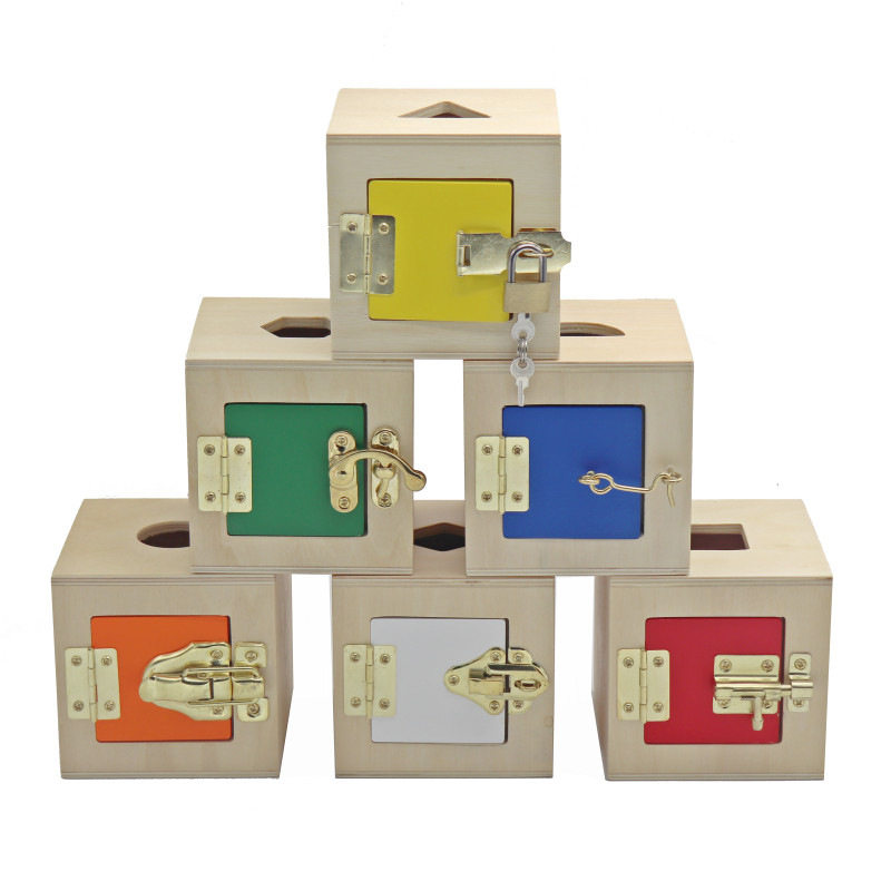 Infant child Early teaching shape building block unlocking plate teaching aids Monzi's daily school unlocking box Locker Box puzzle Puzzle Toys-Taobao