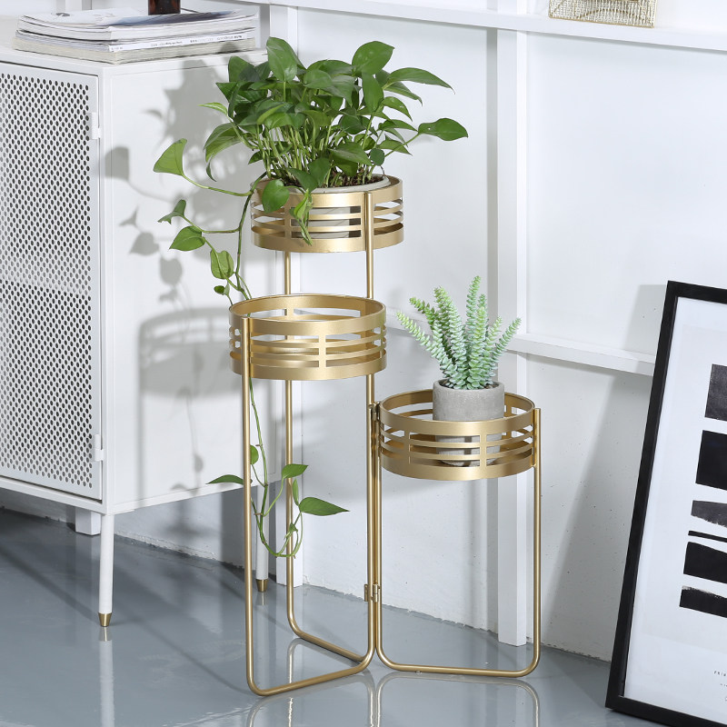 Nordic Wrought Iron hollow folding flower rack shelf Indoor living room Floor-to-ceiling outdoor balcony Succulent plant pots