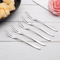 304 stainless steel fruit fork thickened moon cake fork western food fork creative two-tooth cake fork snack sign dessert fork