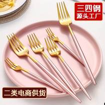 Y Nordic stainless steel fork 304 fruit fork set salad steak western food fork household small fork fruit pick creative