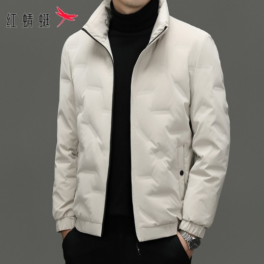 Red Dragonfly Lightweight down Jacket for Men 2025 Winter New Casual Warm Top Trendy Stand Collar Coat for Men
