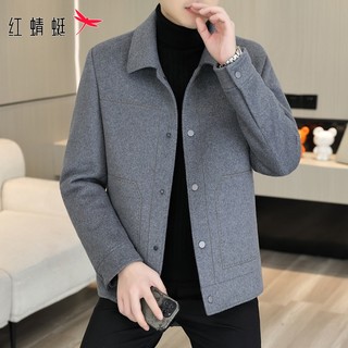 Red Dragonfly Wool Coat Men's Autumn and Winter New Style Lapel Woolen Top Trendy Casual High-End Woolen Jacket for Men