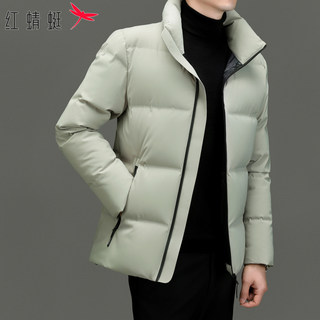 Red Dragonfly down Jacket Men's Winter New Trendy Solid Color Cold-Proof down Jacket Casual Short Stand Collar Jacket for Men
