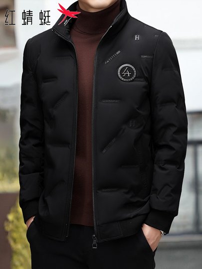 Red Dragonfly down Jacket Men's Winter New Thickened Warm Stand Collar Top Trendy Casual Lightweight Jacket for Men