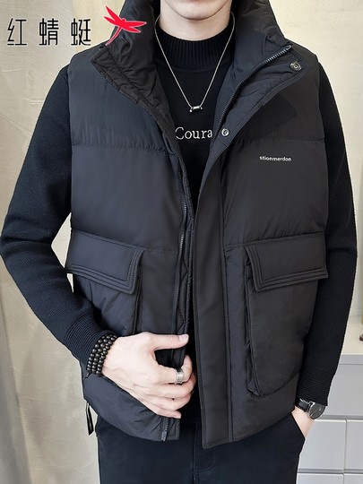 Red Dragonfly down Vest Men's Autumn New Windproof Warm Vest Trendy Fashion Casual Vest Jacket for Men