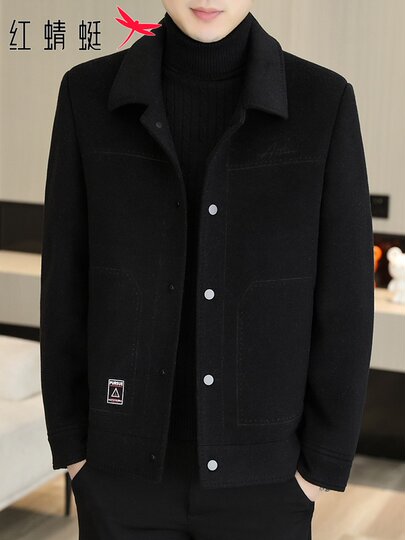 Мужское шерстяное пальто Red Dragonfly, новая осенне-зимняя модель, модная повседневная куртка с лацканами для мужчин.