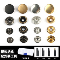 Metal All Copper Invisible Quadruple Down Jacket Leather Coat Button No Seam Snap Female Snap Button