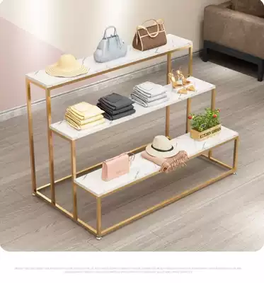 Clothing store bag running water table display rack window cabinet island shelf high and low display table rack shoe shop shoe rack
