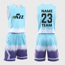 Basketball uniform suit male college sports game training vest team uniform adult children custom printed blue jersey