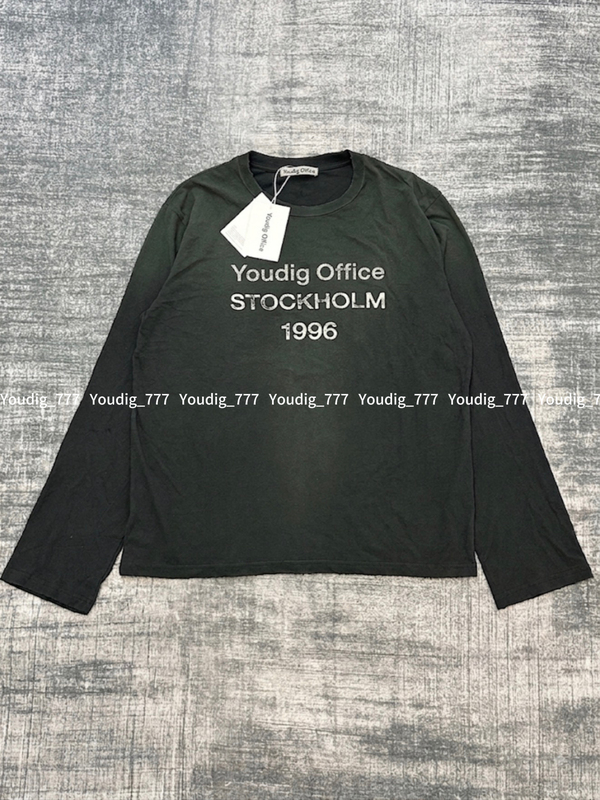 Suitable for Ac Style Acnedy Retro 1996 Series Digital Dirty-Dyed Washed Linen Thin Long-Sleeved T-Shirts for Men and Women