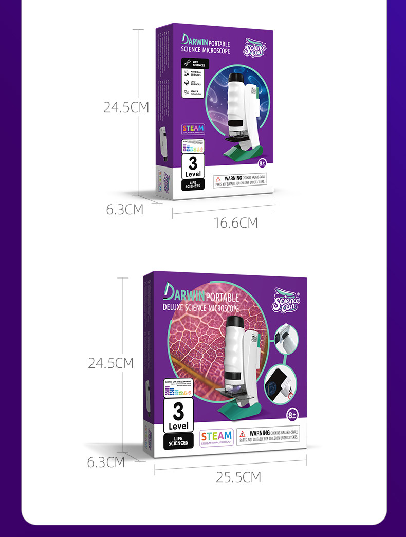 【中国直邮】Science can科学罐头 达尔文便携式显微镜 儿童户外探索观察(标本片*12)