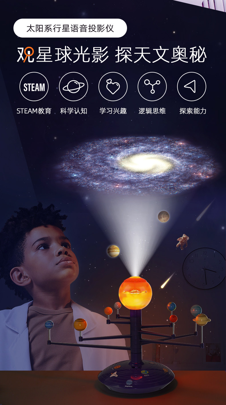 【中國直郵】Science can科學罐頭 太陽系行星語音投影機兒童宇宙模擬玩具