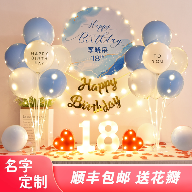 Internet Celebrity 18-Year-Old Boy Adult Scene Setup 18-Year-Old Girl Birthday Party Backdrop Decoration Balloon Props