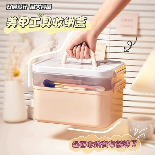 Вместительная и большая коробка для хранения для маникюра, большой настольный профессиональный лак для ногтей для выхода на улицу, пластиковый ящик для хранения