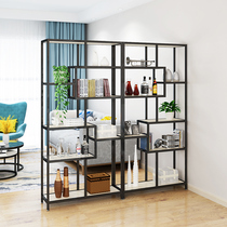  Wrought iron bookshelf Floor-to-ceiling living room partition display rack Multi-layer display rack Simple modern shelf storage storage rack