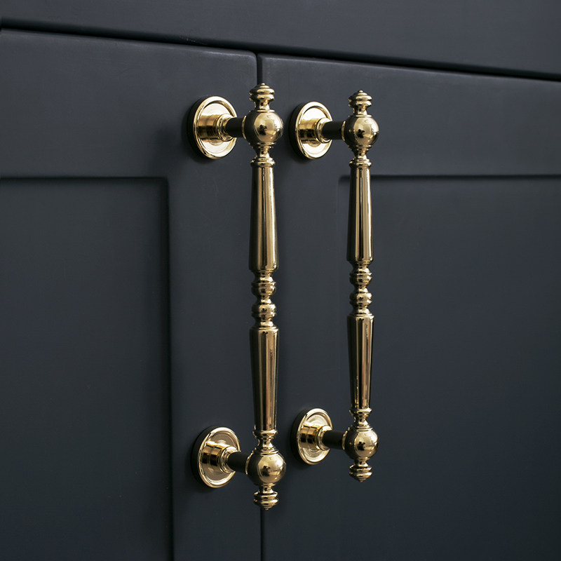 INDOORS method light extravagant cabinet door handle cabinet wardrobe door shoe cabinet furniture gold medieval wind double hole handle-Taobao