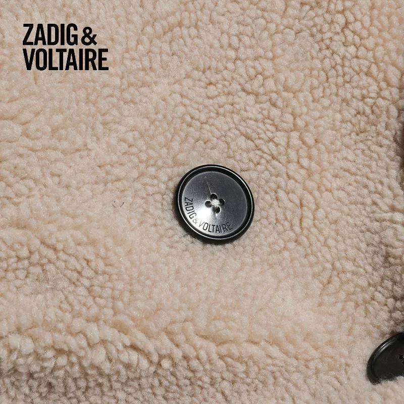 Женская шуба из искусственного агна lambwool Zadig & Voltaire, повседневная, средней длины, двубортная 0609FD