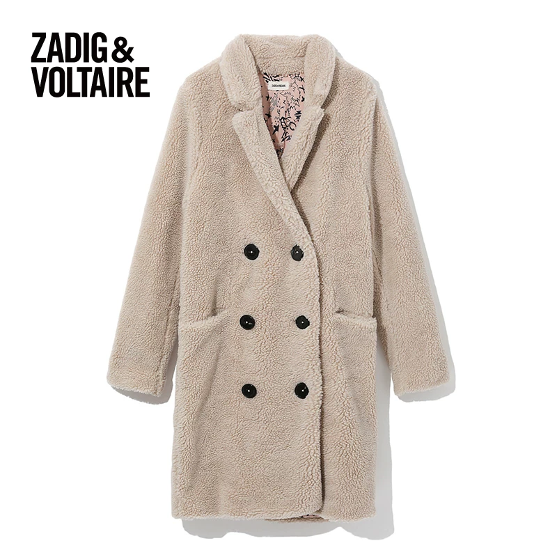 Женская шуба из искусственного агна lambwool Zadig & Voltaire, повседневная, средней длины, двубортная 0609FD