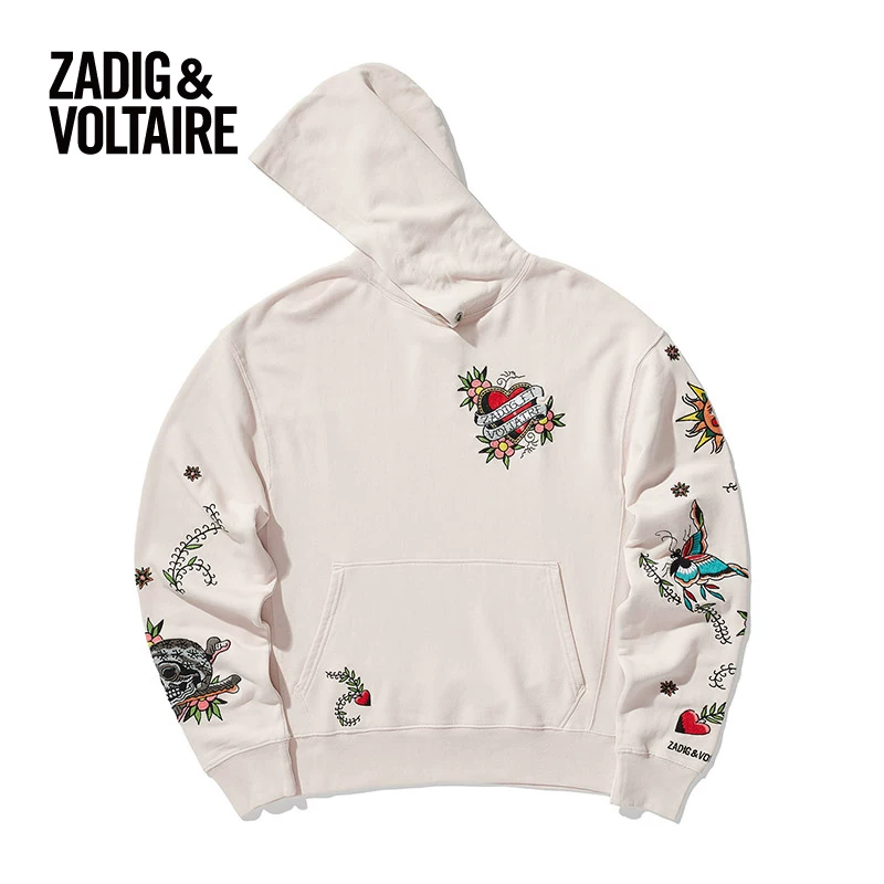 Свитер женский с капюшоном Zadig & VOLTAIRE повседневный уличный стиль многошовный декоративный карман кенгуру 7129FD