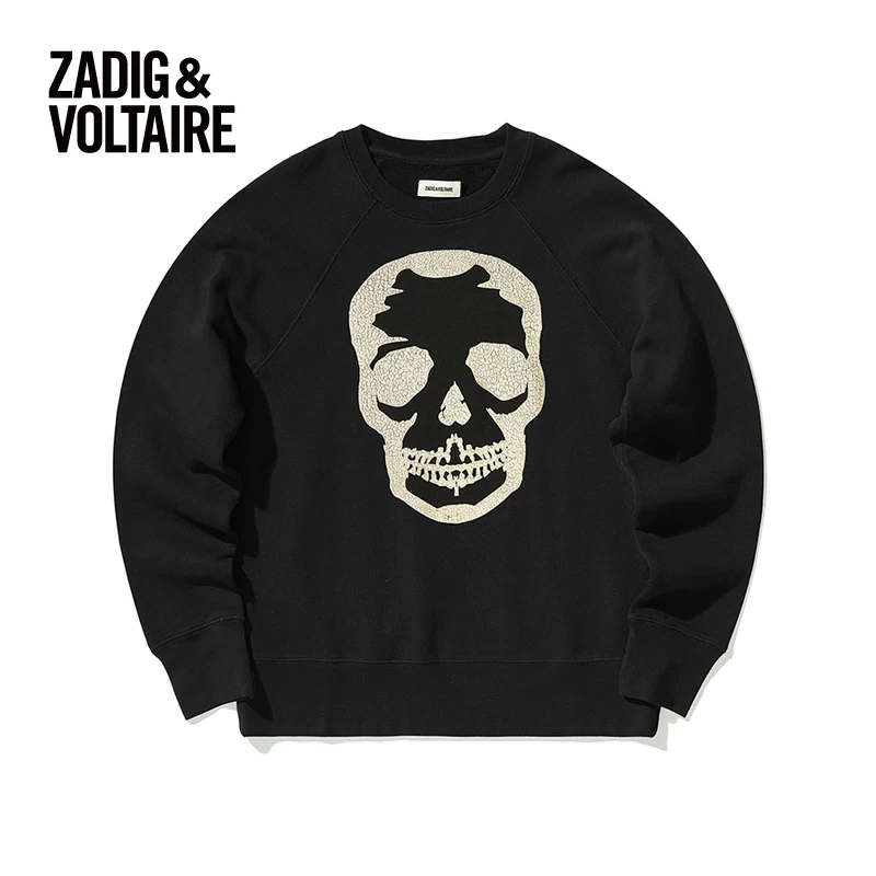 Свитшот женский Zadig & Voltaire с круглым вырезом, повседневный стиль, тренд, горячая штампованный принт черепа 7120FD