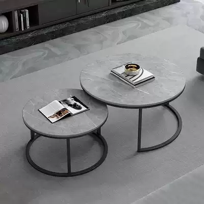Italian rock board coffee table size combination office business reception simple modern round retractable coffee table
