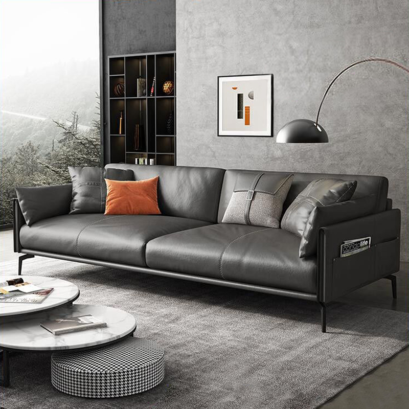 Office sofas tea table combination suits Genuine Leather Trio level Business Guests Reception Jane's office sofa