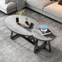 Italian imported rock plate coffee table Simple modern business office reception oval size coffee table combination
